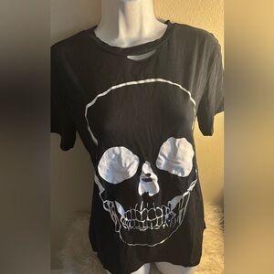 Dolls Kill Black Distressed Skull Tee
